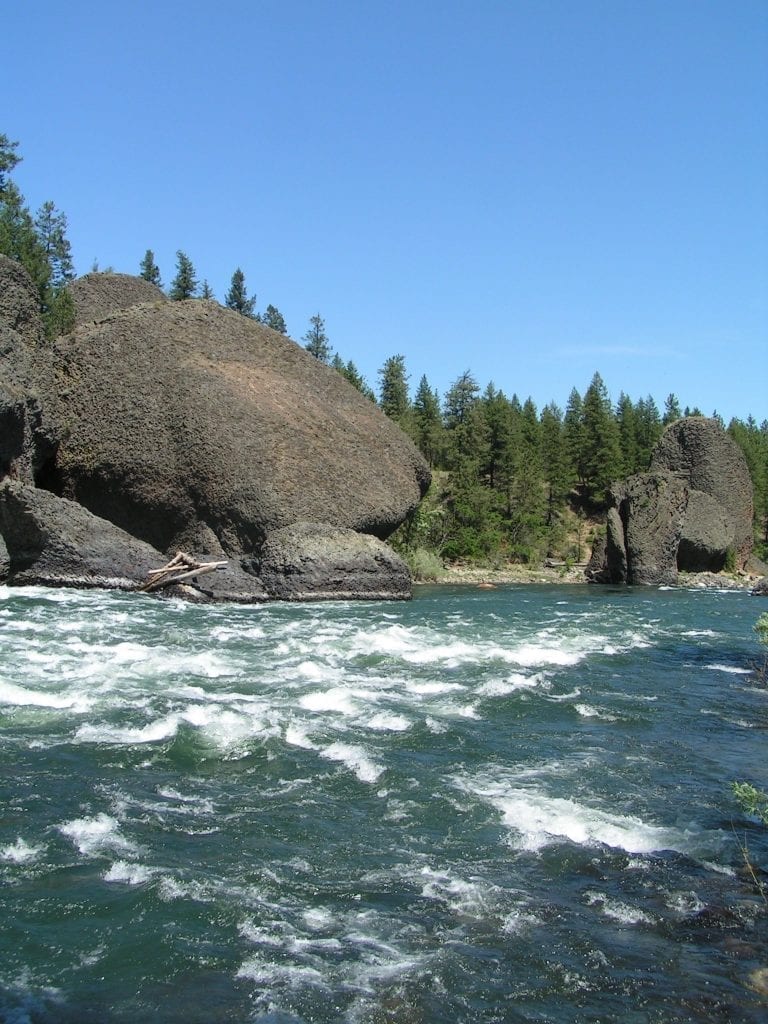 Bowl and Pitcher rapid on the lower Spokane River in Spokane, Washington.