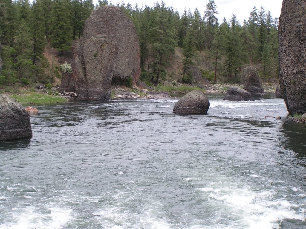 Spokane River in downtown Spokane, Washington.