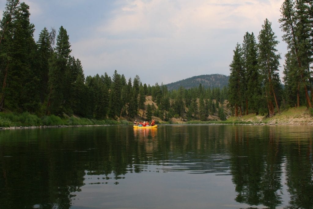 Clark Fork River easy scenic rafting near Missoula Montana along the Tarkio Canyon.