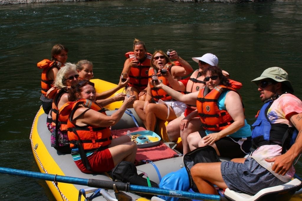 Wine tasting on the Clark Fork River near Missoula, Montana.