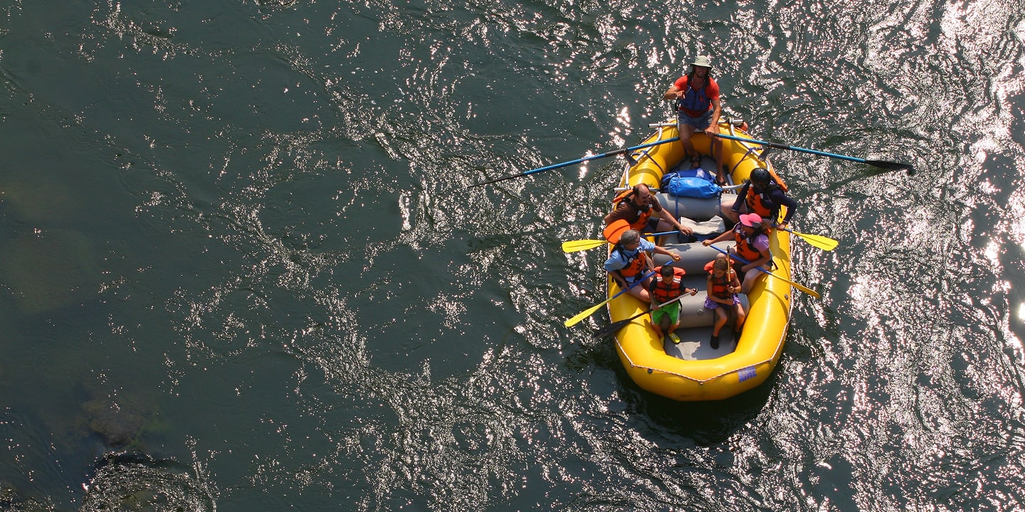 aerial shot of blackfoot river float trip