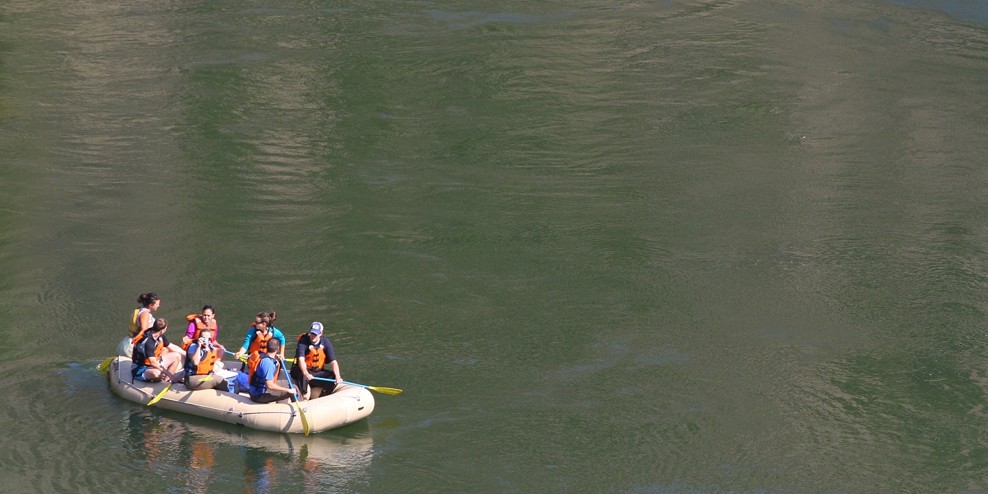 aerial shot of blackfoot river float trip