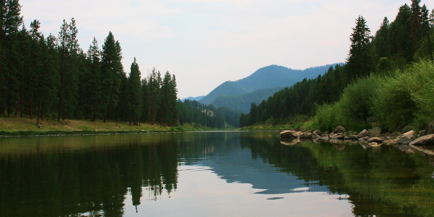 calm water on blackfoot river family float