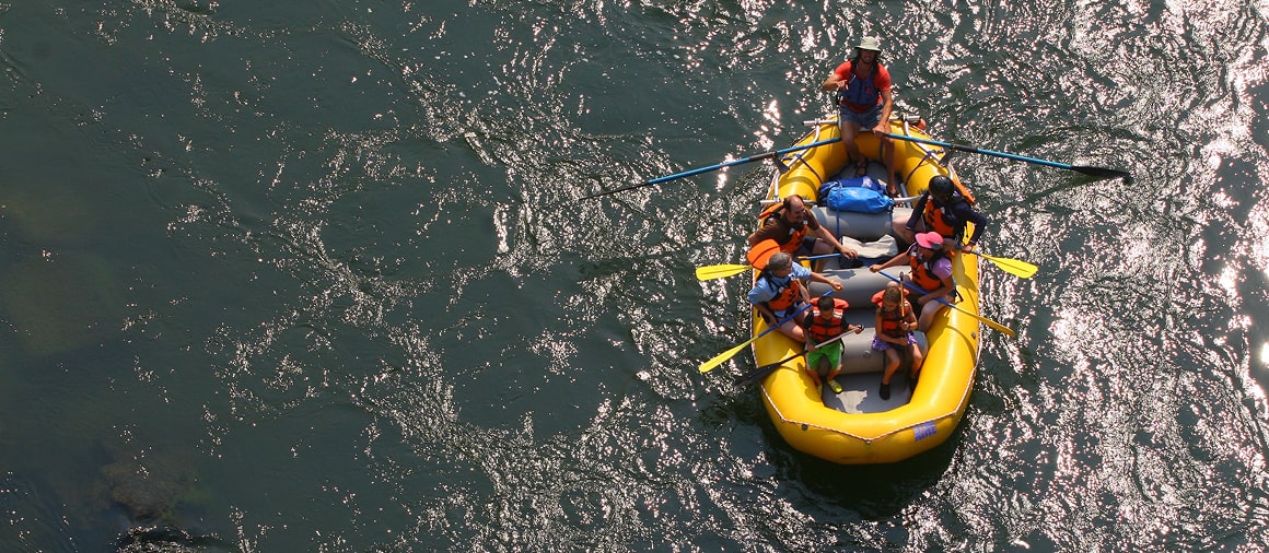 aerial shot of blackfoot river float trip