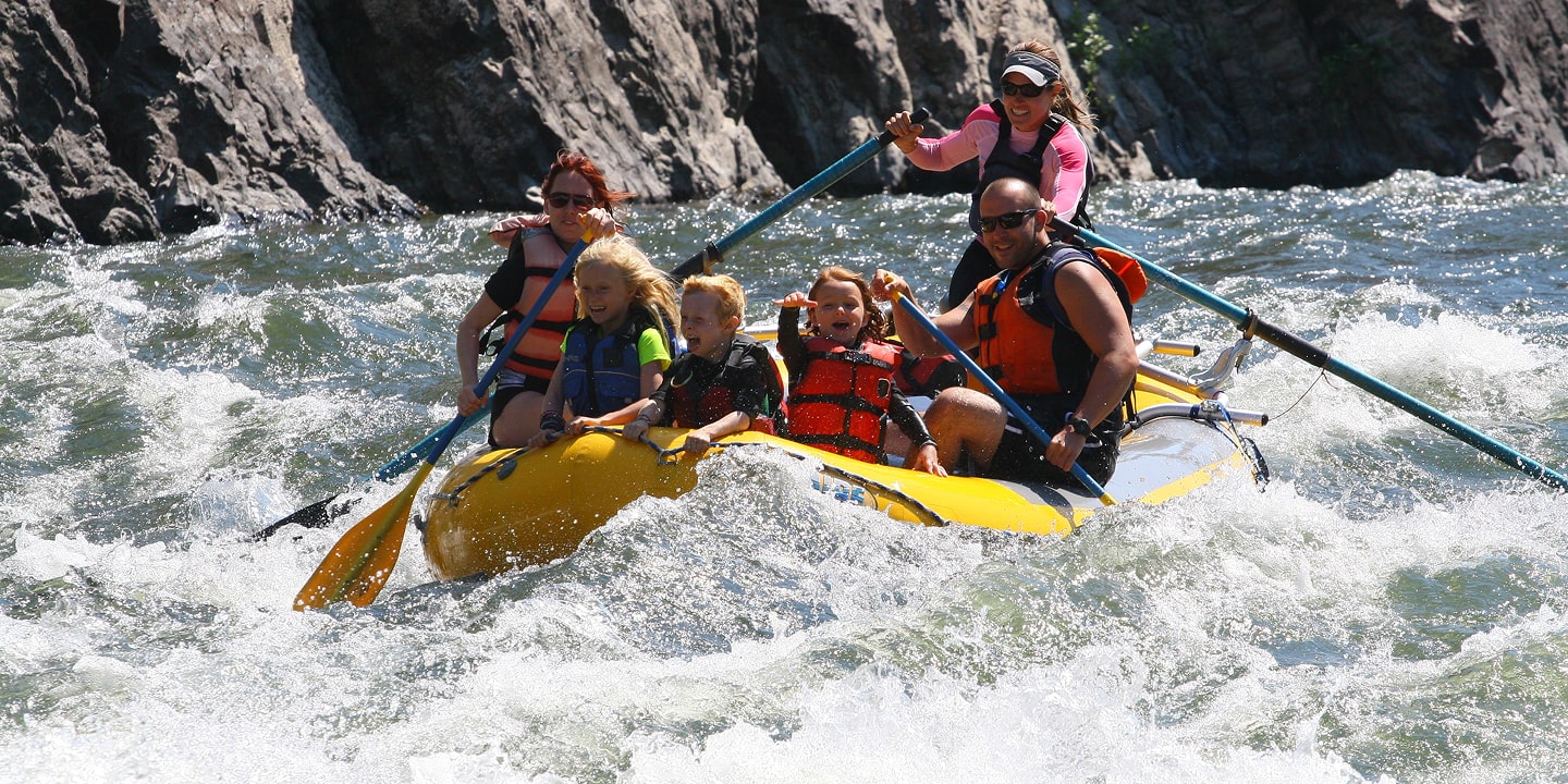 paddle boat on blackfoot river rafting trip