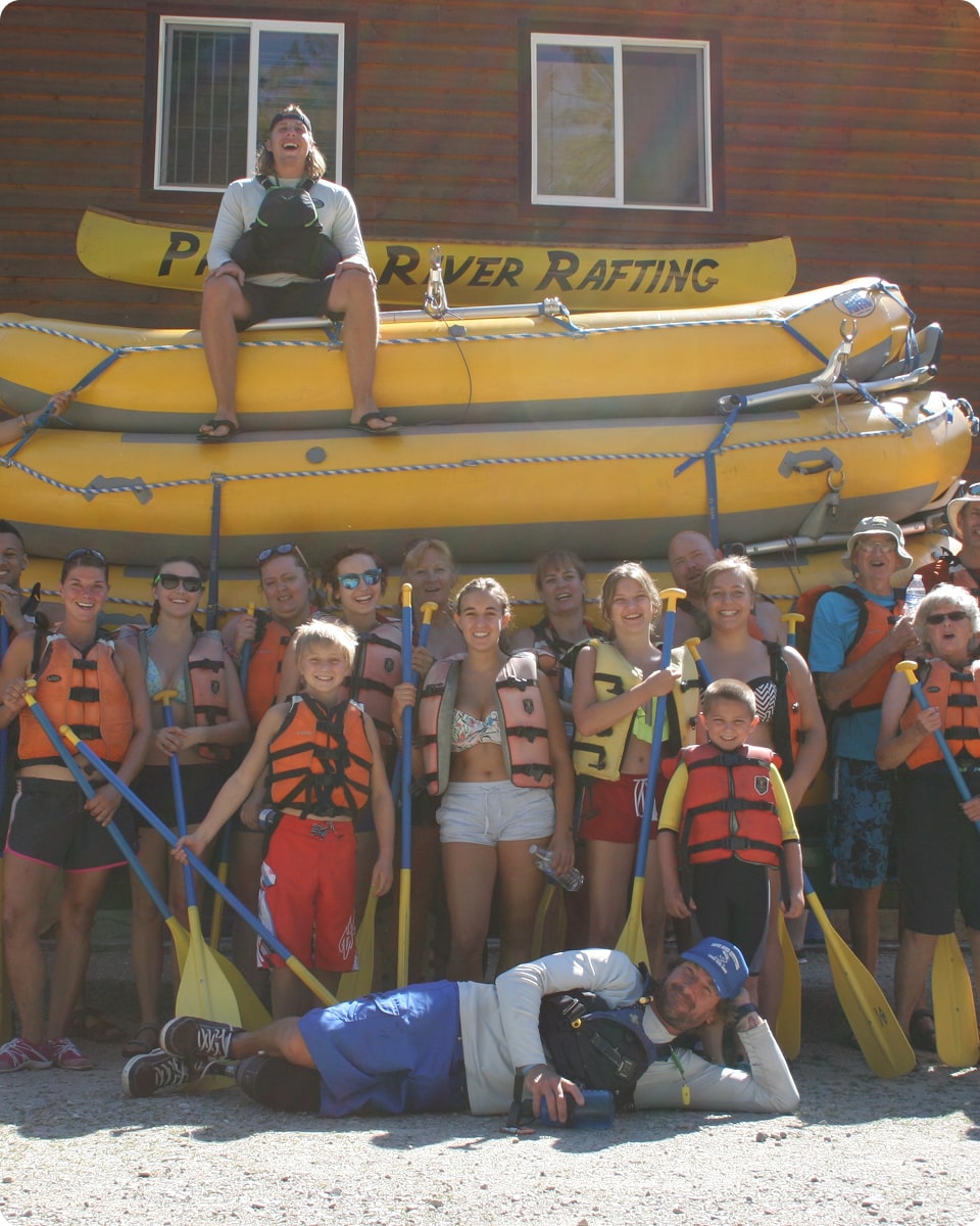 big group on rafting trip near missoula