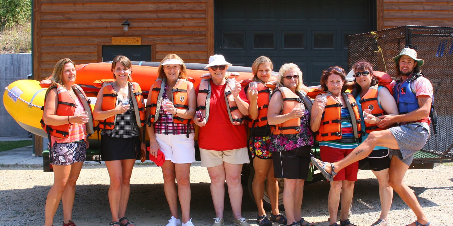 participants before missoula wine tasting and rafting